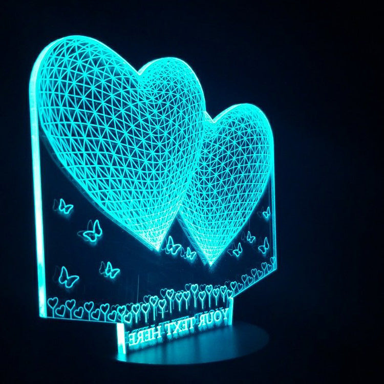 Butterfly Hearts 3D Illusion Lamp - Art by Others