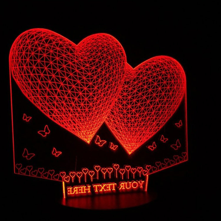 Butterfly Hearts 3D Illusion Lamp - Art by Others