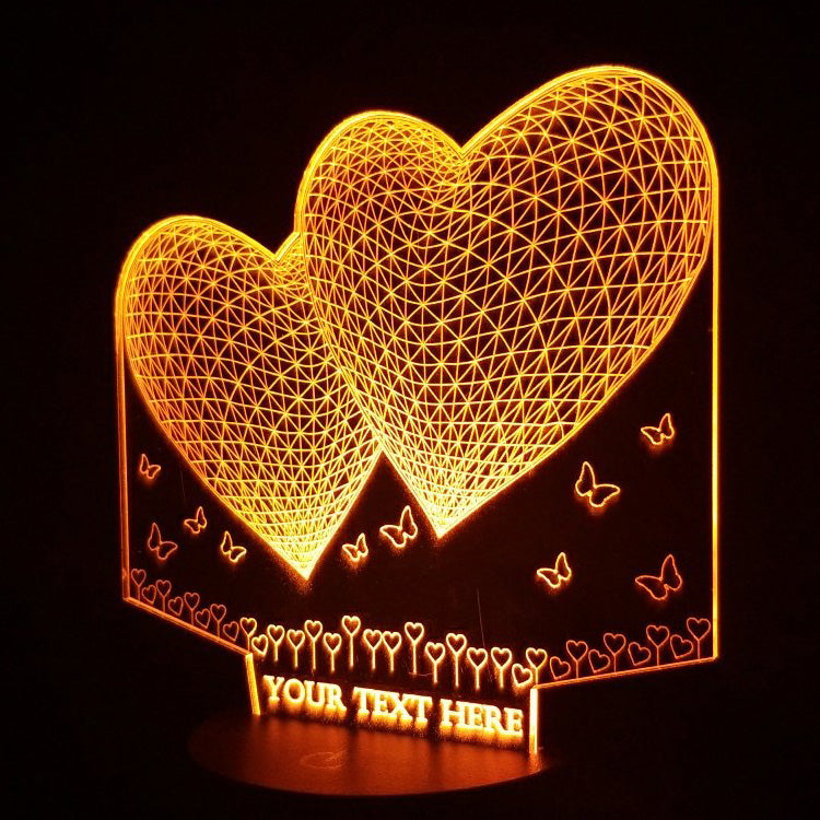 Butterfly Hearts 3D Illusion Lamp - Art by Others