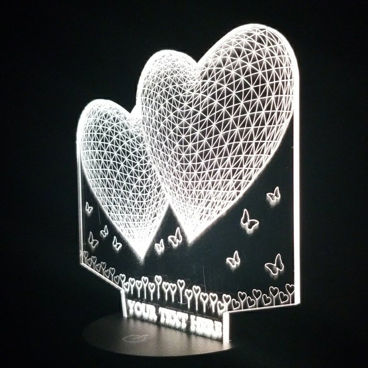 Butterfly Hearts 3D Illusion Lamp - Art by Others