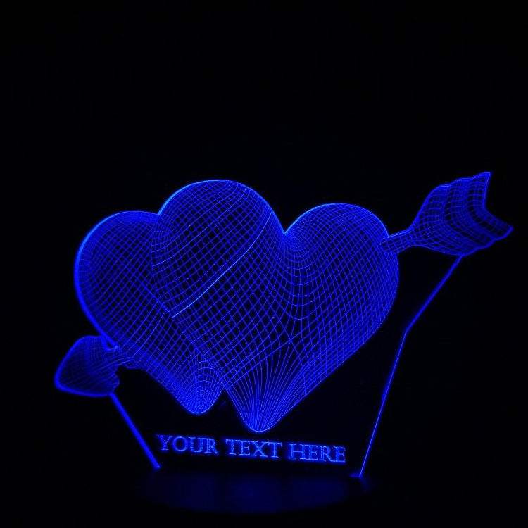 Arrow thru Double Hearts 3D Illusion Lamp - Art by Others