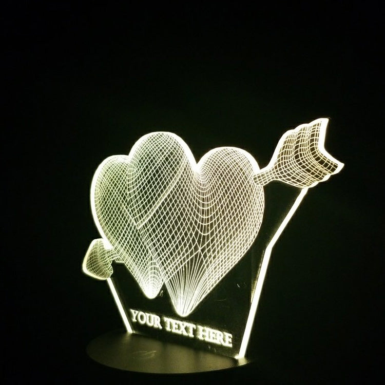 Arrow thru Double Hearts 3D Illusion Lamp - Art by Others