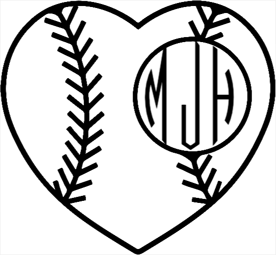 Baseball Heart Circle Initials - Art by Others