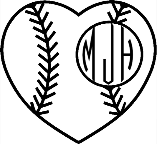 Baseball Heart Circle Initials - Art by Others