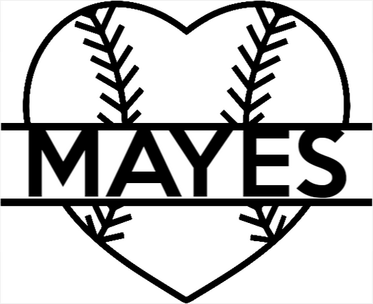 Baseball Heart Split Monogram - Art by Others