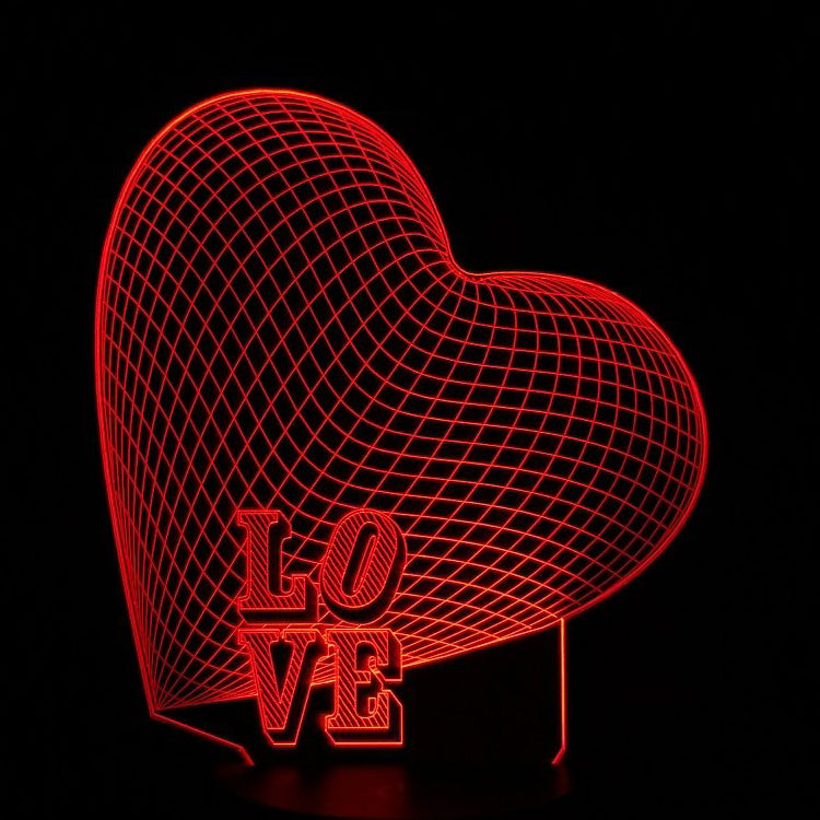 LOVE Heart 3D Illusion Lamp - Art by Others