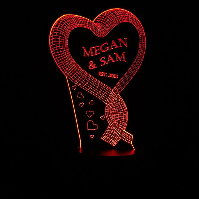 Ribbon Heart 3D Illusion Lamp - Art by Others