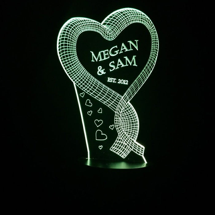 Ribbon Heart 3D Illusion Lamp - Art by Others