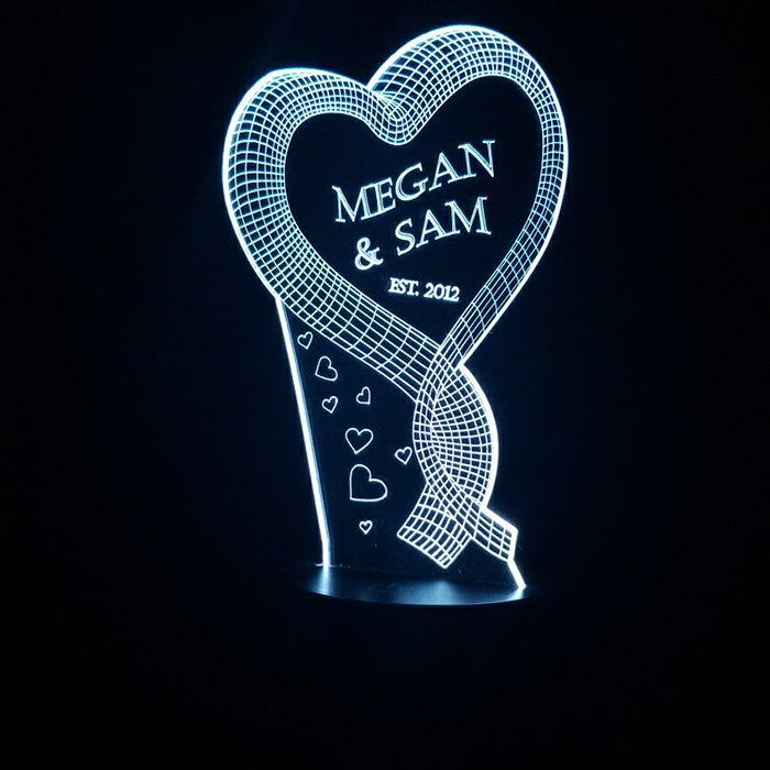 Ribbon Heart 3D Illusion Lamp - Art by Others