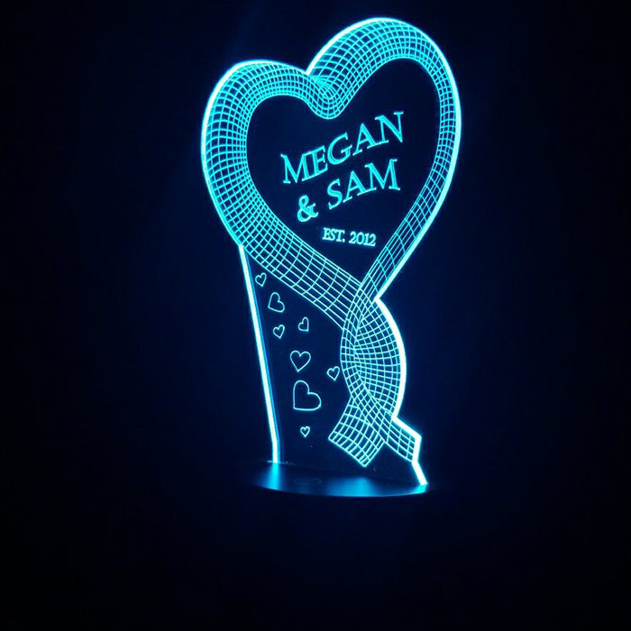 Ribbon Heart 3D Illusion Lamp - Art by Others